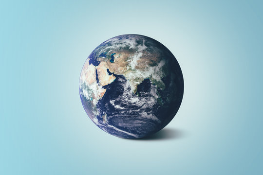 Beautiful Earth on Blue Background - World Environment Day concept - Elements of this image furnished by NASA.