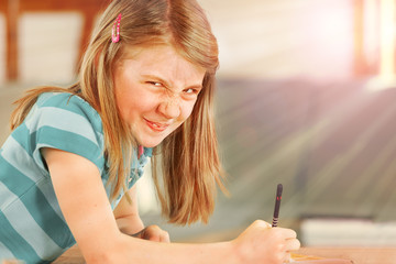 Schoolgirl Dislikes Doing  Homework