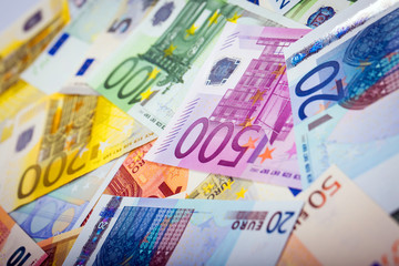 Closeup of Euro Banknotes
