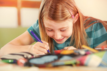 Schoolgirl Doing Homework