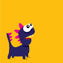 Vector cartoon funny dragon. Cartoon Dinosaur.