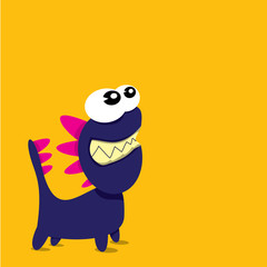 Vector cartoon funny dragon. Cartoon Dinosaur.