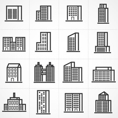 Fototapeta premium Vector town and building icon set