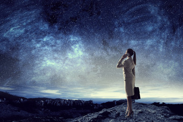 Obraz premium Business lady outdoors . Mixed media