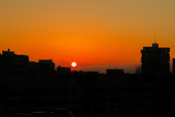 Naklejka premium Sunrise in the city of Madrid