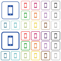 Cellphone with blank display outlined flat color icons