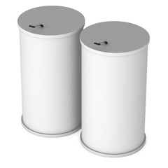 Trade show booth column white and blank. 3d render isolated on white background. High Resolution Template for your design.