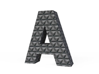 Metallic Letter A with Diamond-cut Pattern Isolated in 3D