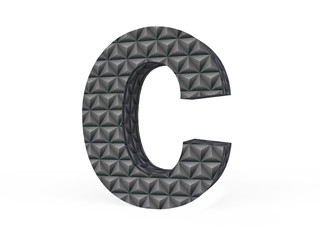 Metallic Letter C with Diamond-cut Pattern Isolated in 3D