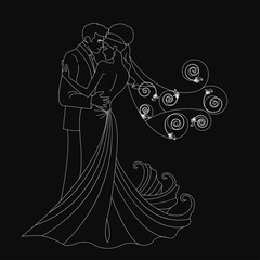 Black silhouette, kissing