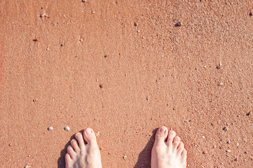 barefoot on sand