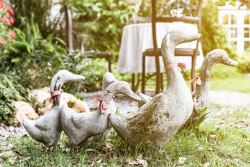 duck statue in garden