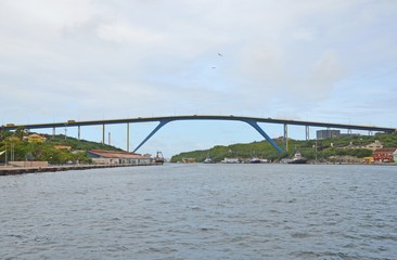 Queen Juliana Bridge and  St Anna Bay in Willemstad, Curacao
