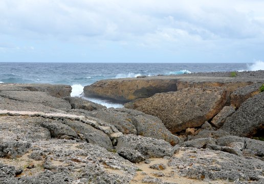 shoreline landscape at the Shete Boka National Park,Curacao