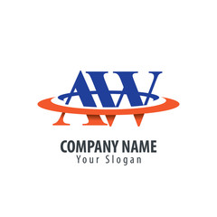 Initial Letter AW With Overlapping Swoosh Circle