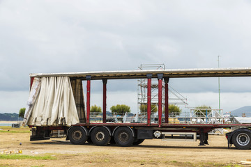 Truck downloading material for a festival or concert