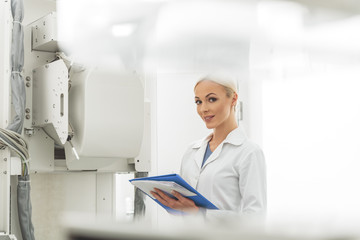 Smiling female medical advisor doing her work