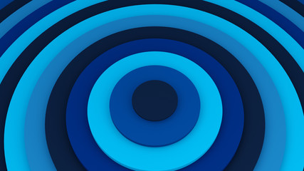 Blue concentric circles 3D illustration