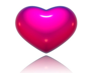 Fototapeta premium Pink three-dimensional heart isolated on white background for Valentine Day