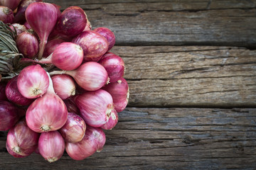 Onions on the wood