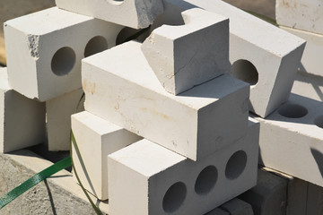 White Brick silicate hollow construction outdoor