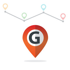 Initial Letter G With Pin Location Logo on Maps