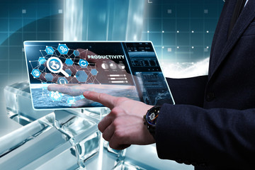 Business, Technology, Internet and network concept. Young busine