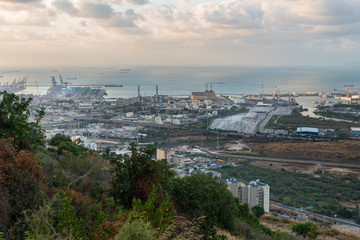 Haifa cityscape at sunset