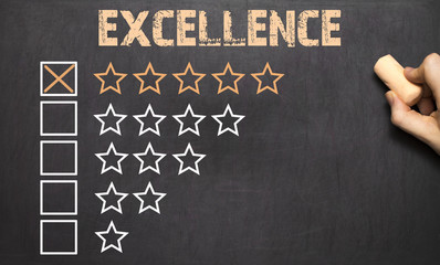 the Excellence five golden stars.Chalkboard