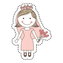 Newly married woman character vector illustration design