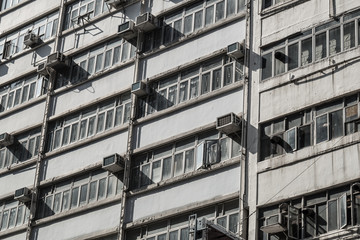 Old residential building in Hong Kong, close up