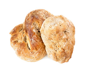 two homemade loaf over white