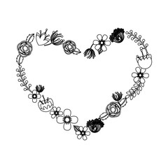 heart wreath leafs crown icon vector illustration design