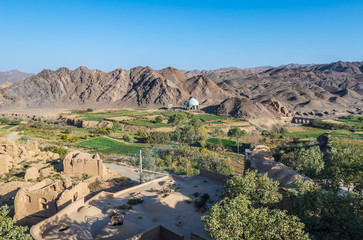 Obraz premium Aerial view from bandoned mud brick village of Kharanaq in Iran