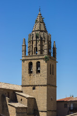 Fototapeta na wymiar church bell tower Late 16th century late Gothic building of San Esteban built in the village of Loarre Aragon Huesca Spain, near Loarre Castle