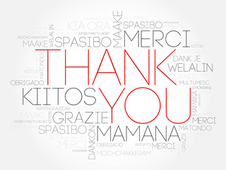 Obraz premium Thank You Word Cloud background, all languages, multilingual for education or thanksgiving day