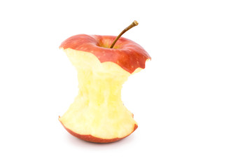 Stub red apples on a white