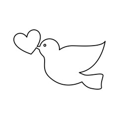 dove with heart icon vector illustration design