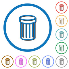 Trash icons with shadows and outlines