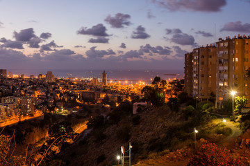 Haifa cityscape at sunset