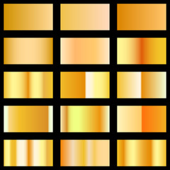 Set of gold texture gradients template for your design, vector, isolated 