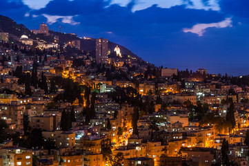 Fototapeta na wymiar Haifa cityscape at sunset