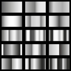 Set of metal texture template for your design, silver color, vector, isolated 
