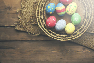 Easter eggs on table