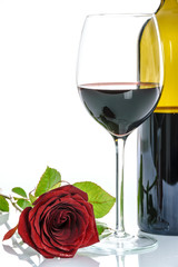 Red wine and red rose