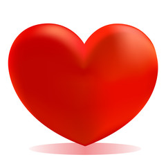 Red heart icon isolated on white, modern volume effect design style