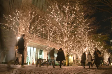 Gordijnen Illuminated street in Marunouchi, Tokyo　丸の内イルミネーション © wooooooojpn