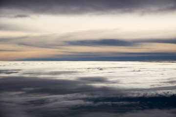 Spectacular view of carpet clouds from airplane