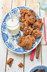 Chocolate chip cookie on white
