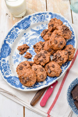 Chocolate chip cookie on white